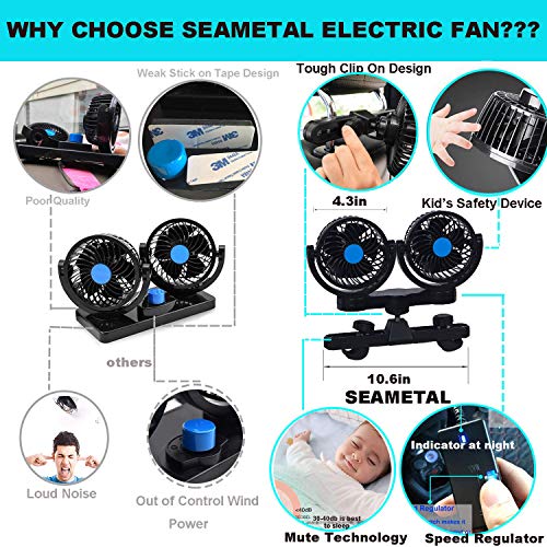 Car Fan for Back Seat, Car Seat Fan Cigarette Lighter, Fan for Car 12V Headrest Black 4inches
