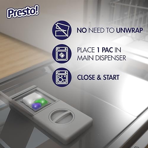 Amazon Brand Presto! Triple Action Dishwasher Pacs, Fresh Scent, 70