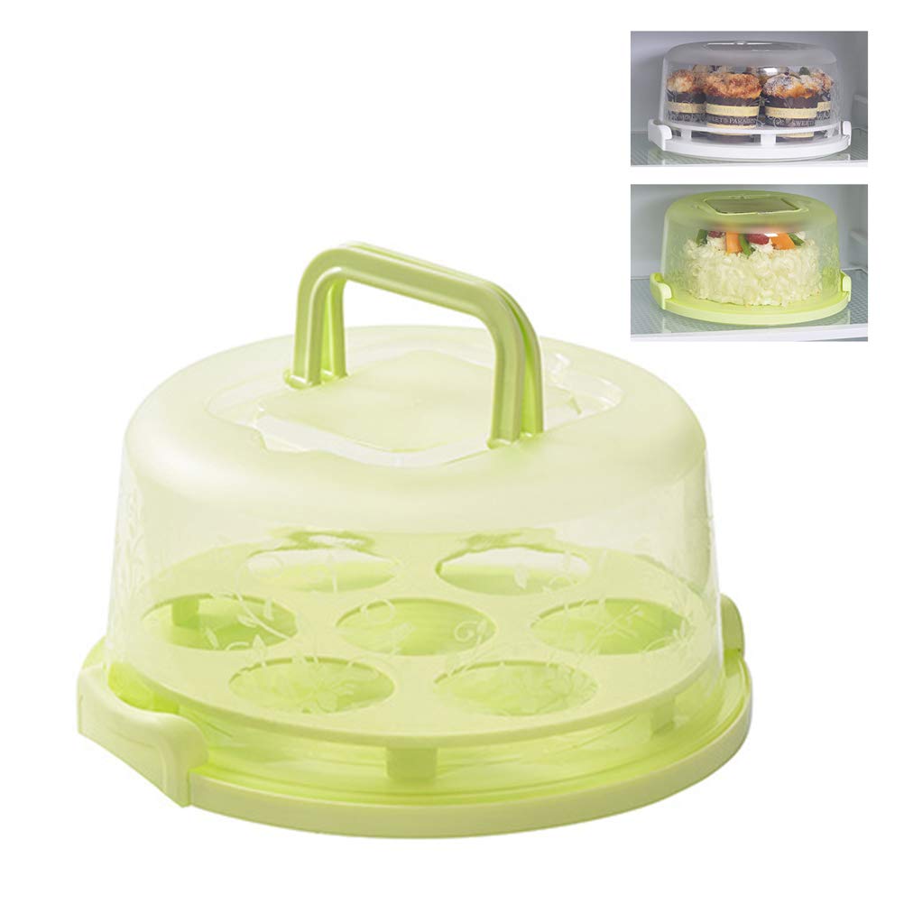 Sahgsa Transparent Cake Box, Round Cake Butler, Cake Container, Plastic Cake Cover, Cake Container with Handle, Portable Cake Box, Transport of Cakes, Biscuits, Cake