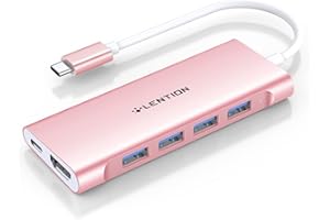 LENTION USB-C Multi-Port Hub with 4K HDMI Output, 100W PD, 4 USB 3.0 5Gbps Compatible 2023-2016 MacBook Pro, New Mac Air & Surface, Chromebook, iPhone 15, More, Stable Driver Adapter (C35, Rose Gold)