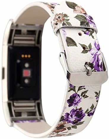 Dahase Compatible for Fitbit Charge 2 Watch Band, Little Rose Painting Rural Style Floral Painted Flower Strap Bracelet Wristband Watch Band for Fitbit Charge 2 Smart Watch Purple