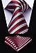 HISDERN Red Extra Long Plaid Checkered Tie Handkerchief Woven Classic Silk Men's Necktie & Pocket Square Set for Wedding Party