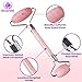Anti Aging Facial Massage Therapy Kit – 3pc Genuine Pink Rose Quartz Dual Sided Face Roller Facial Massager Tool Set with Silicone Cleansing Brush & Pouch by SilverDel