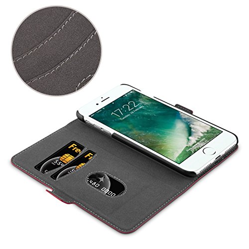 Cadorabo – 2-in-1 Book Wallet for > Apple iPhone 8 PLUS / 7 PLUS / 7S PLUS < with integrated detachable Hard Cover Stand Function Card Slot and invisible Closure - Etui Case Cover in POMEGRANATE-RED - Thumbnail 3