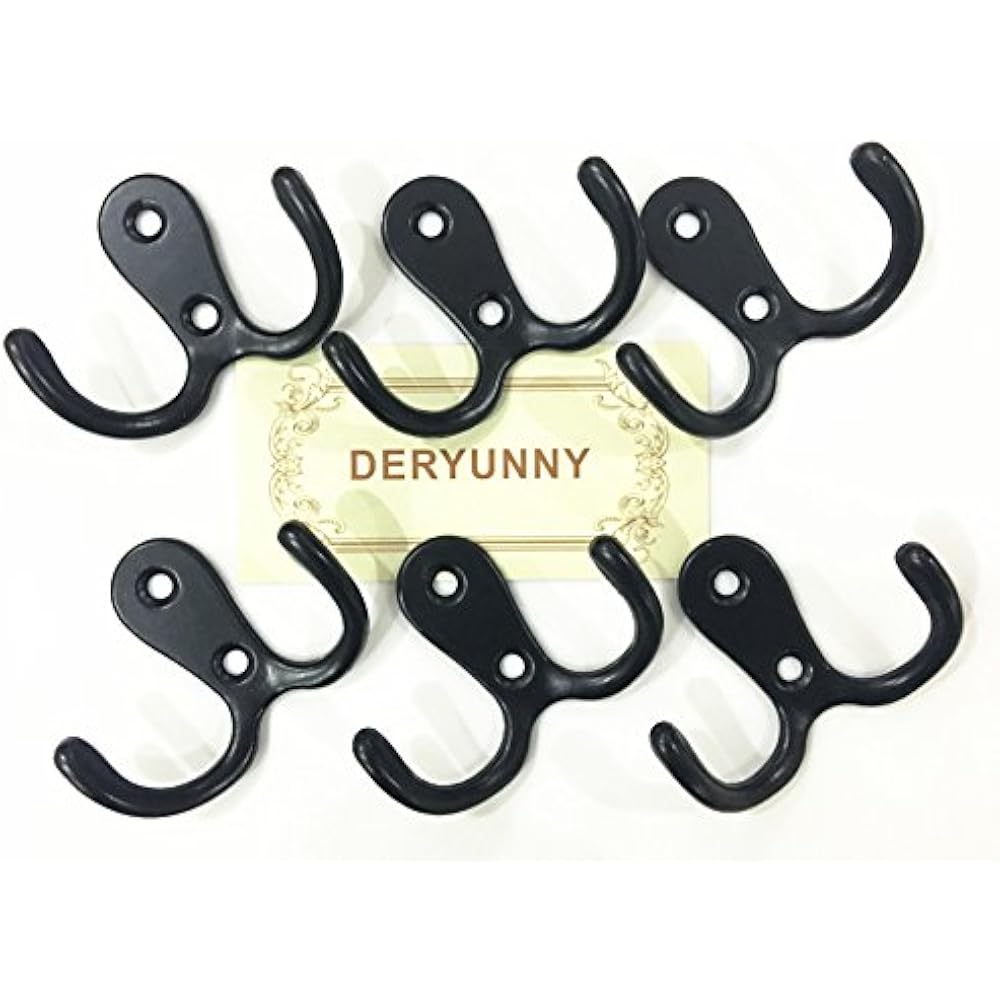 20 Pieces Double Prong Robe Hook Rustic Hooks Retro Cloth Hanger Coat