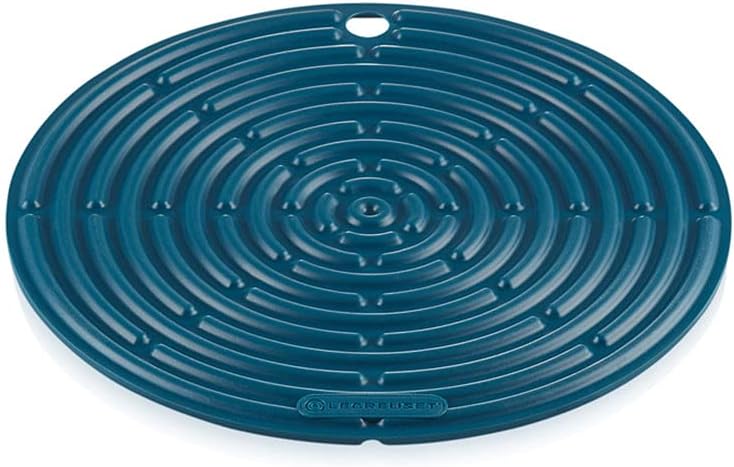 Le Creuset Cool Tool Round Pot Holder Trivet Silicone 20 cm Deep Teal