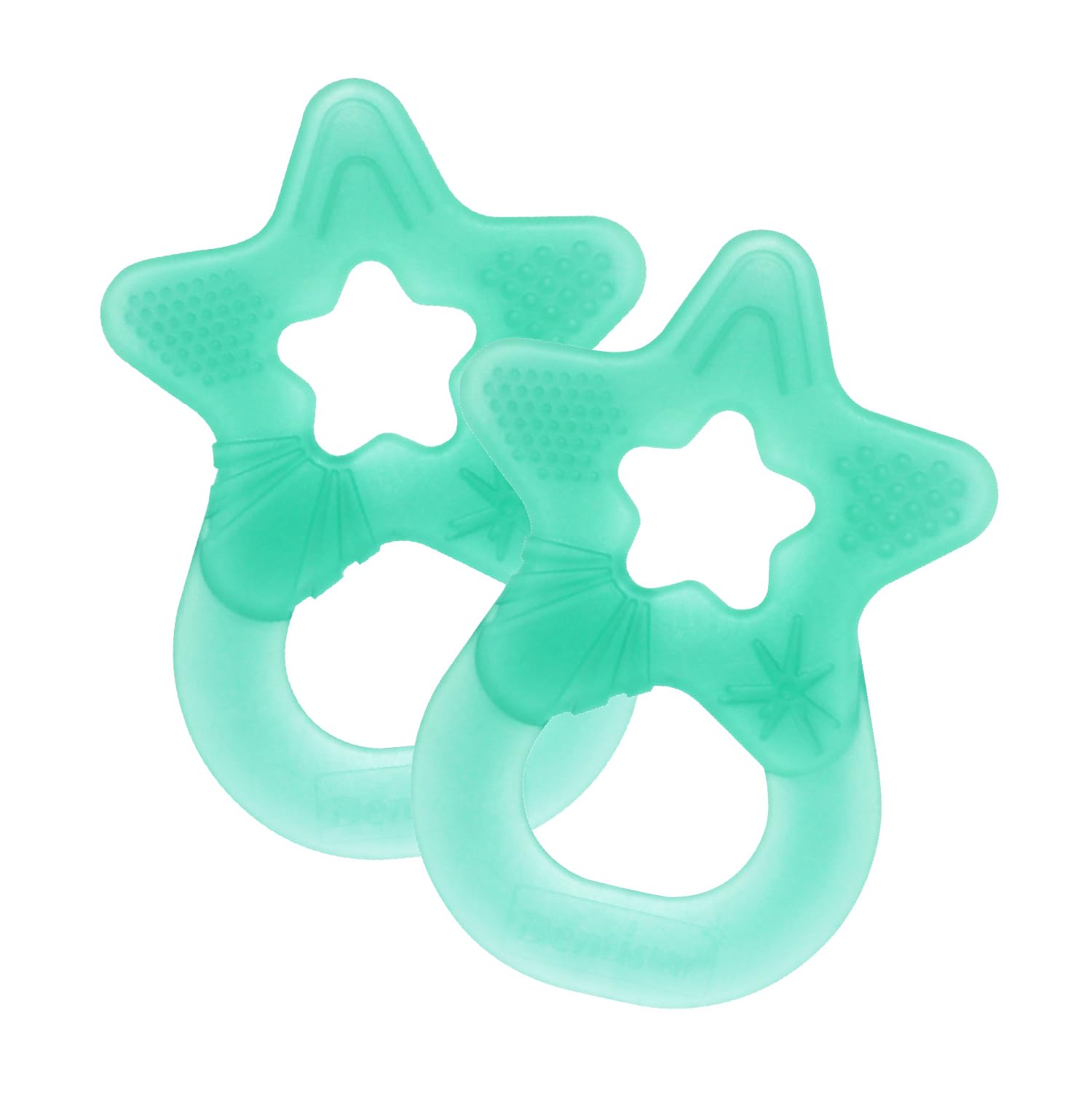 Dentistar Star Teether Pack of 2, Teething Baby Toy for Infants Aged 3+ Months, Soft Silicone Baby Teething Ring for Tooth and Gum Pain Relief, Made in Germany - Turquoise Green — image 1