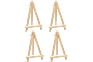 4-Pack Mini Wooden Easels – Small Triangle Display Stands for Wedding Cards, Photos, Place Name Cards, Paintings & Crafts