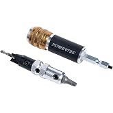 POWERTEC Dual Side Drill and Driver Bit with 1/4" Hex Shank Adapter, for Drilling Pilot Holes &amp; Counterbores, and Fastening #2 Square-Drive Screws, 1 PK (72293)