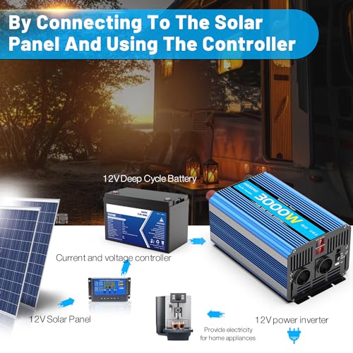 12 V 220 V Pure Sinus 3000 W Voltage Converter with USB and EU AC Current – Peak Power 6000 W Voltage Transformer