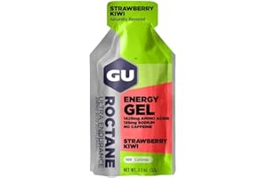 GU Energy Roctane Ultra Endurance Energy Gel, Vegan, Gluten-Free, Kosher, and Dairy-Free On-The-Go Sports Nutrition for Running, Biking, Hiking or Skiing, Strawberry Kiwi (24 Packets)