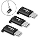 TriLink USB C to Micro USB Adapter 3 Pack[Anti-lost Keychain]Type C Convert for Samsung Galaxy S8 Plus, Moto Z Force, LG G5 G6 V20, Nexus 5X 6P, HTC 950, OnePlus 2 3 3T, Google Pixel and More(Black)