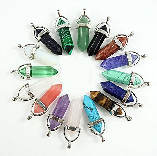 Carykon 10pcs bullet shape healing chakra pendants quar…