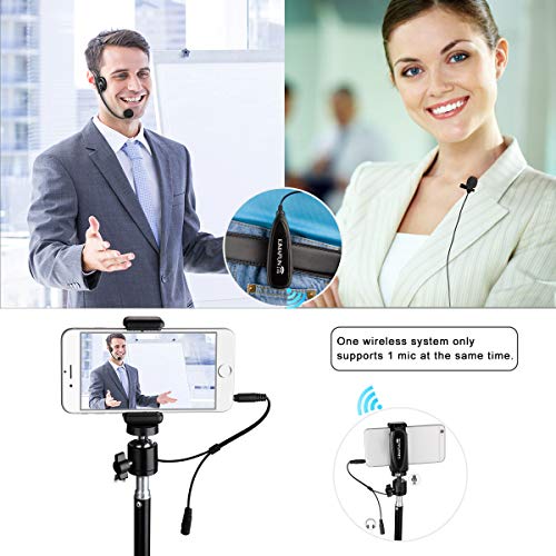 KIMAFUN Wireless Microphone System, 2.4G Wireless Headset and Lavalier