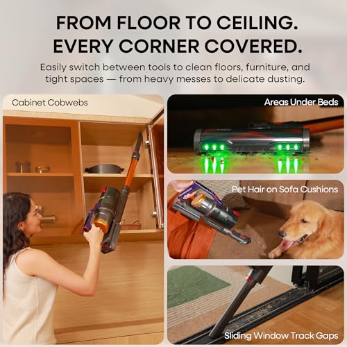KIPMAX Cordless Vacuum Cleaner with Charging Station,50KPa 70Min 550W Stick Vacuum Cleaner for Home, Aromatherapy Anti-Tangle Self-Standing Lightweight Handheld Vacuum for Pet Hair/Carpet/Floor X20Pro