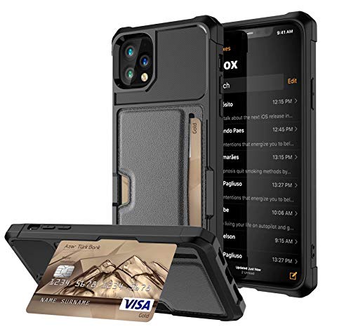iPhone 11 Pro Max 2019 6.5 Case, Ranyi Carbon Fiber Wallet Case with Credit Card Holder Shock Absorbing Resilient TPU Rubber Defender Protective Case for 2019 6.5 Inch iPhone 11 Pro Max (Black) - Thumbnail 7