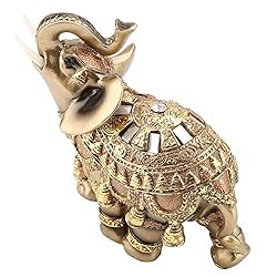 HEEPDD Elephant Statue, Feng Shui Golden Elegant