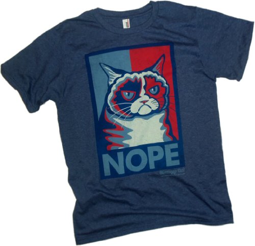 NOPE Icon Parody -- Grumpy Cat Adult T-Shirt, Large