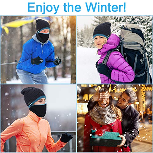 Gorro-Bluetooth-V50-Hombre-y-Mujer-Beanie-Musica-con-Calentador-de-Cuello-Gorro-de-Punto-Invierno-con-Auriculares-Inalambricos-Sombrero-de-Musica-Bluetooth-para-Correr-Esquiar-Regalar-Azul-y-Negro