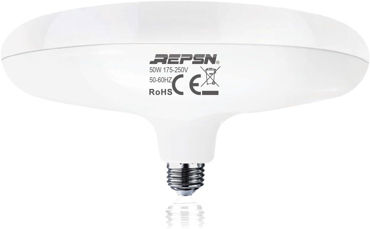 REPSN® LED 25W UFO Lamp Super Bright E27 Ceiling Flat Light Bulb,Moisture & Insect Proof,1800LM 150W Incandescent Equivalent for Warehouse,Workshop,Fruit Shop,Dining Room,Bedroom (2700K Warm White) [Energy Class A++]