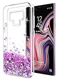 Galaxy Note 9 Case SunStory Luxury Fashion Design with Moving Shiny Quicksand Glitter and Double Protection with PC Layer and TPU Bumper Case for Samsung Galaxy Note 9 Phone (Purple)