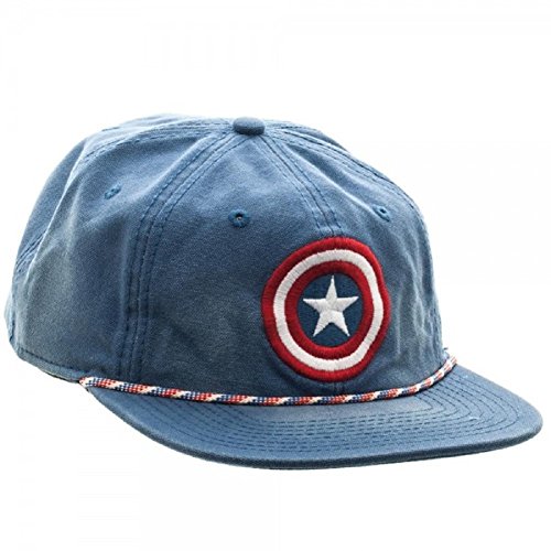 BIOWORLD Marvel Captain America Logo Washed Unstructured 6 Panel Snapback Cap Hat