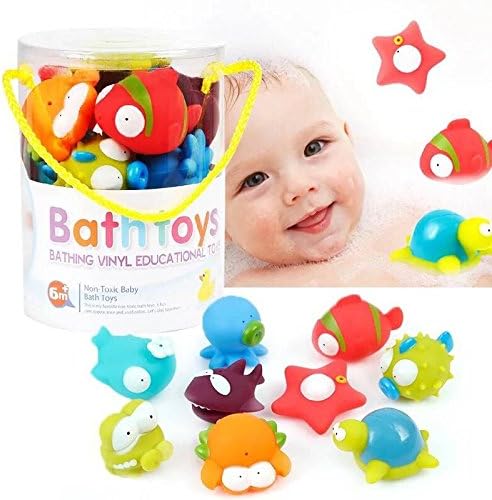 Fanned Baby Bath Toy--Baby bath water toys，Set of 9 Wind Up Sea Animal Water Toys for Bath