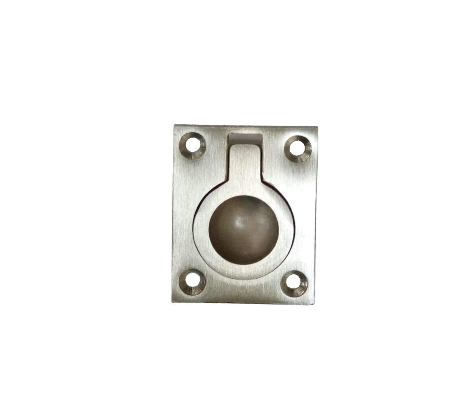 QCAA Solid Brass Flush Ring Pull, 36.5 x45 mm, Satin Nickel, 1 Pack — image 1