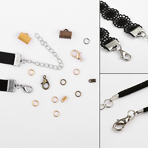 OPount 24 Style 2460 Pcs/Box Jewelry Making Kit 6 Colors with Open Jump Rings, Lobster Clasps, Cord Ends and Ribbon Ends