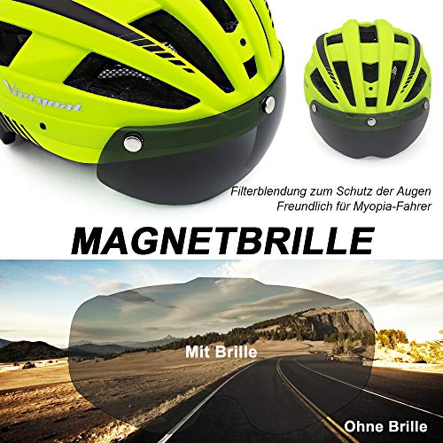 VICTGOAL Fietshelm Heren Mountainbike Helm met Afneembaar Magnetisch Vizier Afneembare Zonbeschermingskap en LED… - Image 4