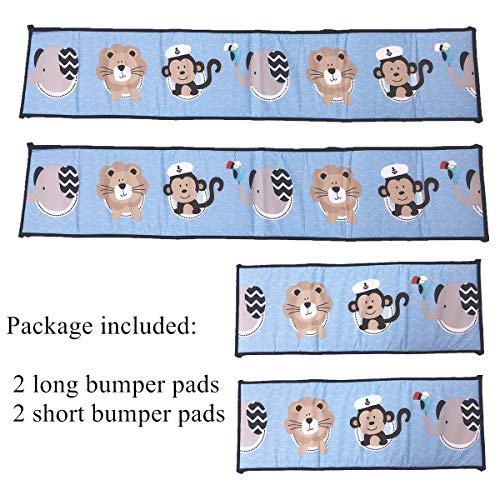 Amomo Crib Bumpers Breathable Baby Bumper Pads 4 Piece for Baby Girl Boy (Blue-Animals） - Thumbnail 3