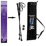 York Nordic Lightweight Walking Poles - Cane Alternative - Adjustable Pair w/flip locks, rubber feet and travel bag - 8 oz each - Purple Haze Design
