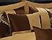 BEDnLINENS 7 Piece Comforter Set Queen- Chocolate and Gold Faux Silk Fabric Embroideried- Claremont Bed in A Bag Queen Size- Smooth and Good Gloss-1 Comforter,2 Shams,3 Decorative Pillows,1 Bedskirt