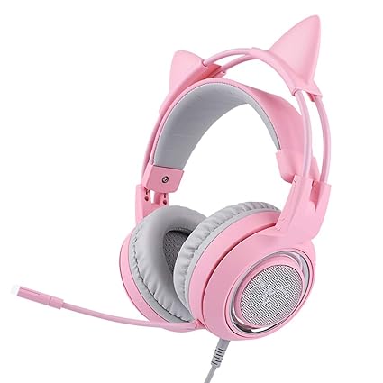 Headset Gaming Headset Live Mädchen Nette Katze Ohren Pulver Kristall 7.1 Kanal, Rosa