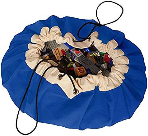 Gissy Studio Kids Toy Storage Bag, Classic Play Mat Perfect For Building Blocks &amp; Chests &amp; Puzzle Toys Organizer (Blue)