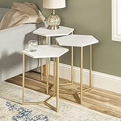 Walker Edison Modern Hexagon Nesting Side End Table