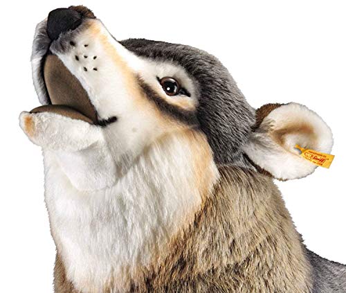 Steiff Snorry Wolf hellgrau sitzend 60 cm, Kuscheltier Wolf, Plüschtier aus streichelweichem Webpelz, ideal zum Kuscheln und zum Spielen, Stofftier für Mädchen und Jungen – Bild 3