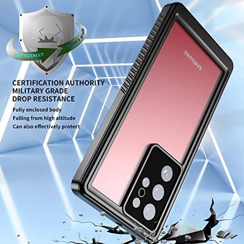 AUGE VALE Samsung Galaxy S22 Ultra Case Waterproof, Built-in Screen Protector, 360° Full Body Heavy Duty Shockproof Clear Rugged Cover for Galaxy S22 Ultra 5G, 2022 Release, 6.8in Black