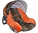Infant Car Seat Cover, Baby Car Seat Cover, Slip Cover- Camo with Orange Minky!