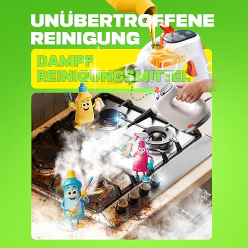 Handheld Steam Cleaner 1200 W, 500 ml Removable Water Tank with Detergent Dispenser, Removes Grease and Dirt, Steam Cleaner Handheld Device for Kitchen, Bathroom, Grouts, Windows & Household