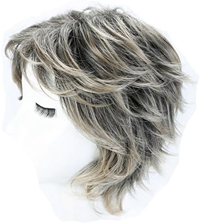 Bybrana Hair Short Pixie Green Brown Mixed Wigs for African American Heat Restiatant Synthetic Wigs with Free Wig Cap