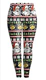 Sister Amy Women's High Waist Printed Santa Claus Ankle Elastic Tights Legging
