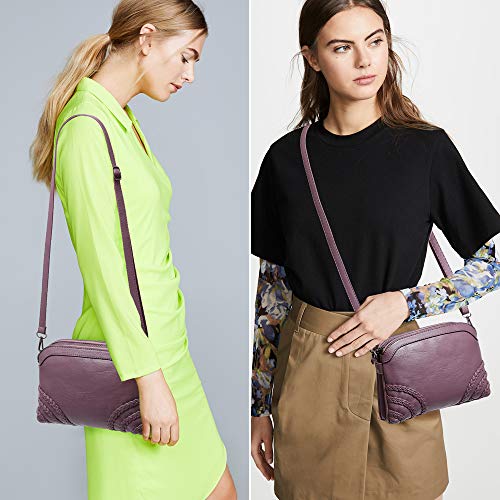 Crossbody Bag for Women Small Leather Phone Purse Wallet Shoulder Bag Trendy Ladies Wristlet Clutch (Purple b)