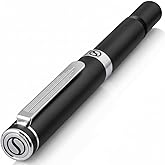 Scriveiner Black Rollerball EDC Luxury Pen, Stunning Pocket Pen with Chrome Finish, Cool Writing, Best Gift for Men & Women, German Schmidt Refill, Nice Present, Fancy Office Designer Set