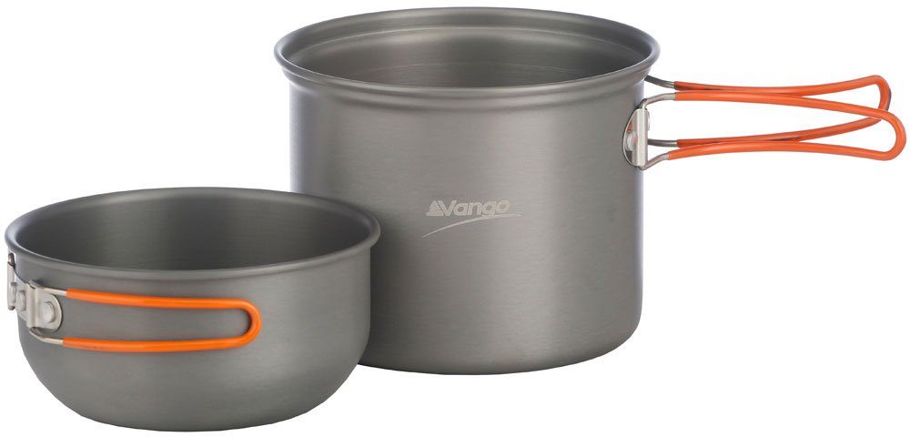 Vango Hard Anodised 1 Person Cook Kit Outdoor Cookware with 2 pots for Backpacking Trekking Hiking Fishing Picnic