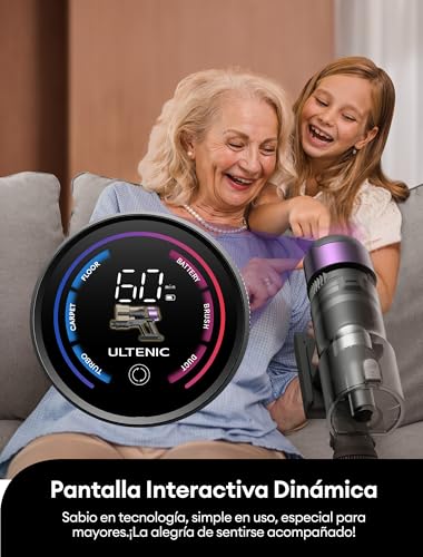 U20 Aspiradora sin Cable 55Kpa/55Min, Cepillo Anti-Enredo Mejorado, Aspirador Escoba con Brazo Flexible, Limpieza Ultraprofunda Bajo Muebles sin Agacharse, para Alfombra/Pelo de Mascotas