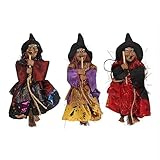 Rely2016 3PCS Halloween Decoration Hanging Witch, Witch on Broomstick House Bar Horror Hanging Flying Witch Figurine Ornaments Pendant for Patio Lawn Garden Party and Holiday Decorations