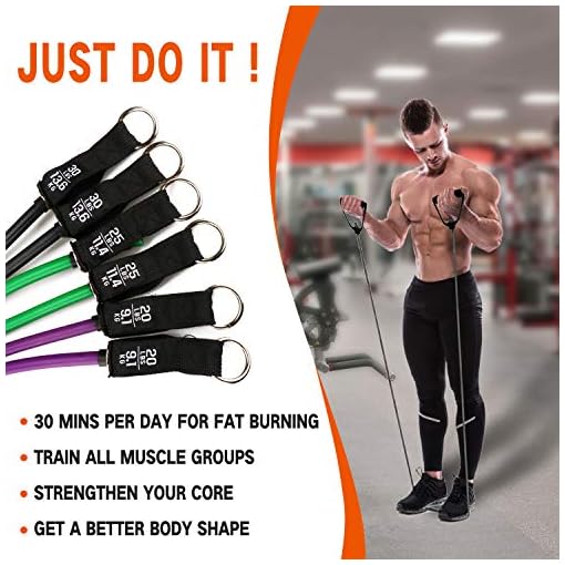 150LB Resistance Bands Home Workout Set Exercise Band Heavy Duty Power Lifting Strength Training Fitness Equipment for… - Image 3