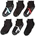 Hanes boys 6-pack Ankle Socks, Black, Shoe Size 3-9 US