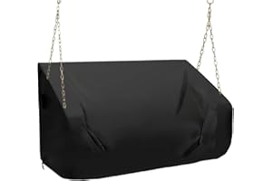 YHINGG Porch Swing Cover 86 Inch Waterproof 600D Oxford Hanging Outdoor Swing Cover All Weather Protected Swing Covers for Outdoor Furniture (Black, 86x45x(32-24) Inch)